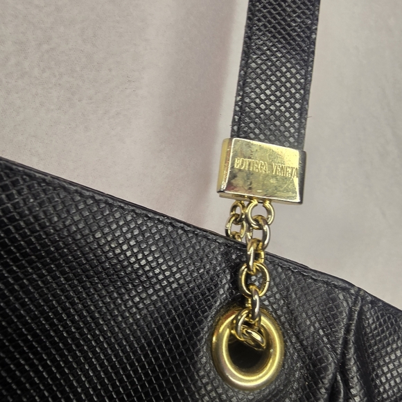 Bottega Veneta Marco Polo Bucket Shoulder Bag Black Leather Gold Hardware Tote - Picture 2 of 10